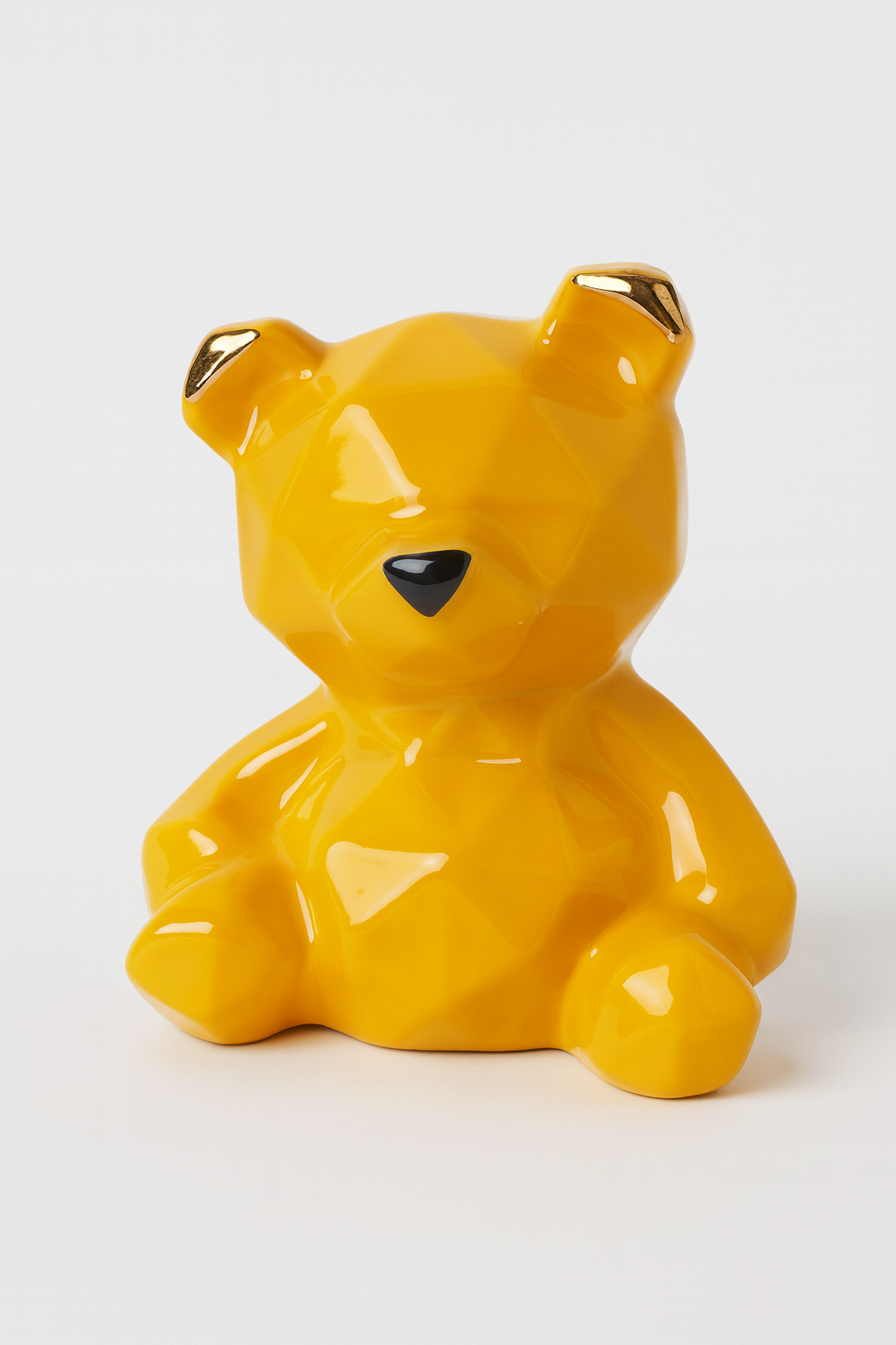 Geometric Gloss Bear Piggy Bank – Mustard Gold