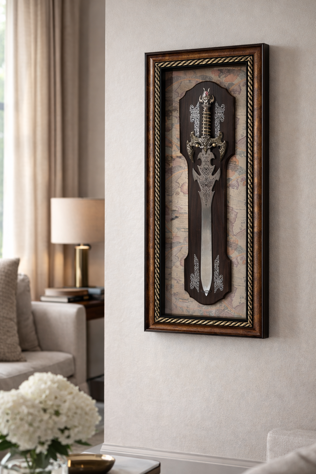 Legendary Valor: Ornate Shadow Box Sword Wall Frame