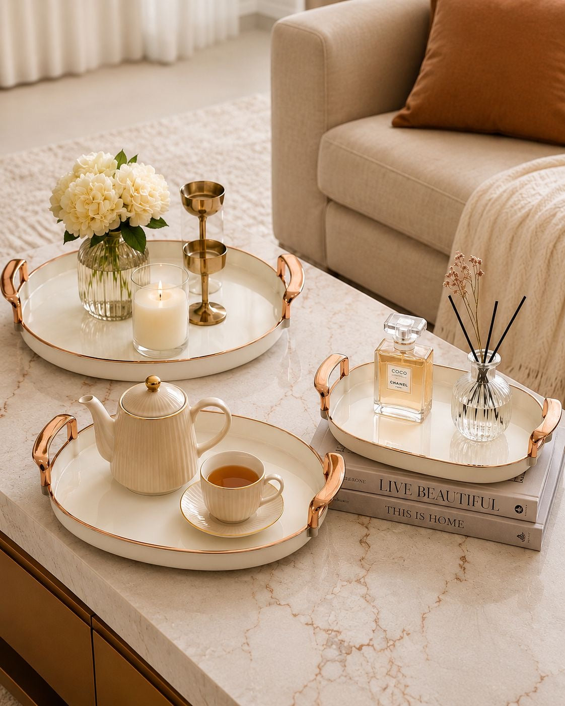The Curated Host: Minimalist & Imperial Nesting Serving Tray Collections - Set of 3