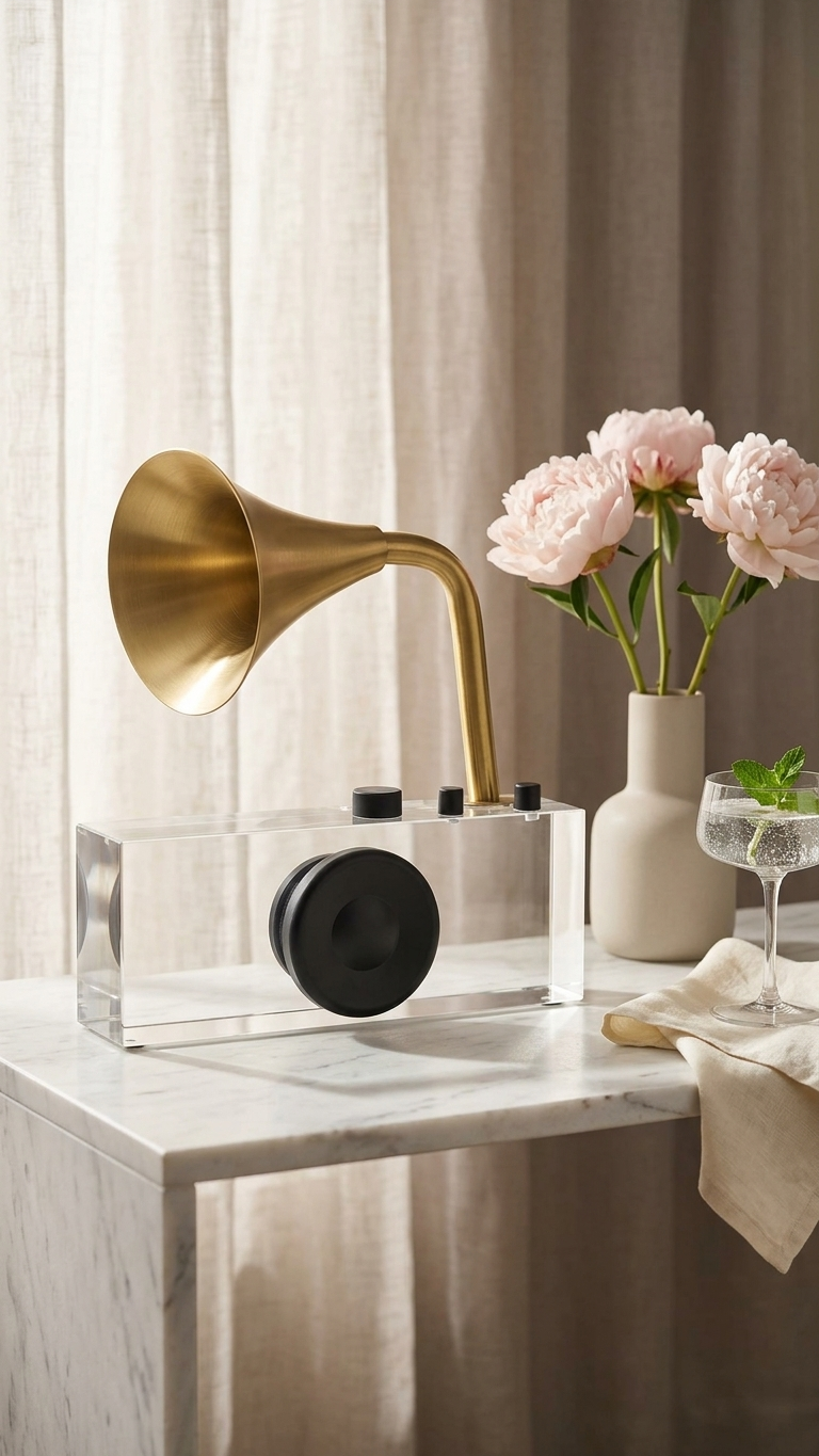 Vintage-Inspired Modern Gramophone Style Decorative Artefact