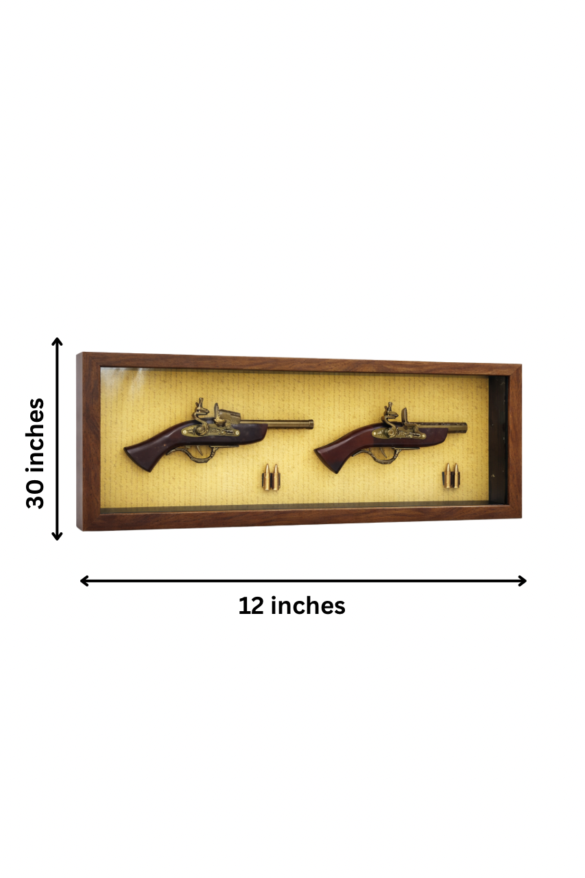 Vintage Duel: Ornate Shadow Box Flintlock Pistol Wall Frame