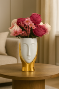 Serenique Face Vase – White & Gold