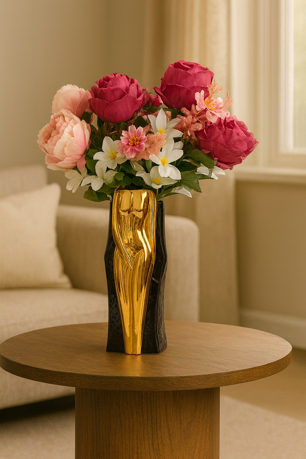 Eterna Noir Lady Vase – Black & Gold