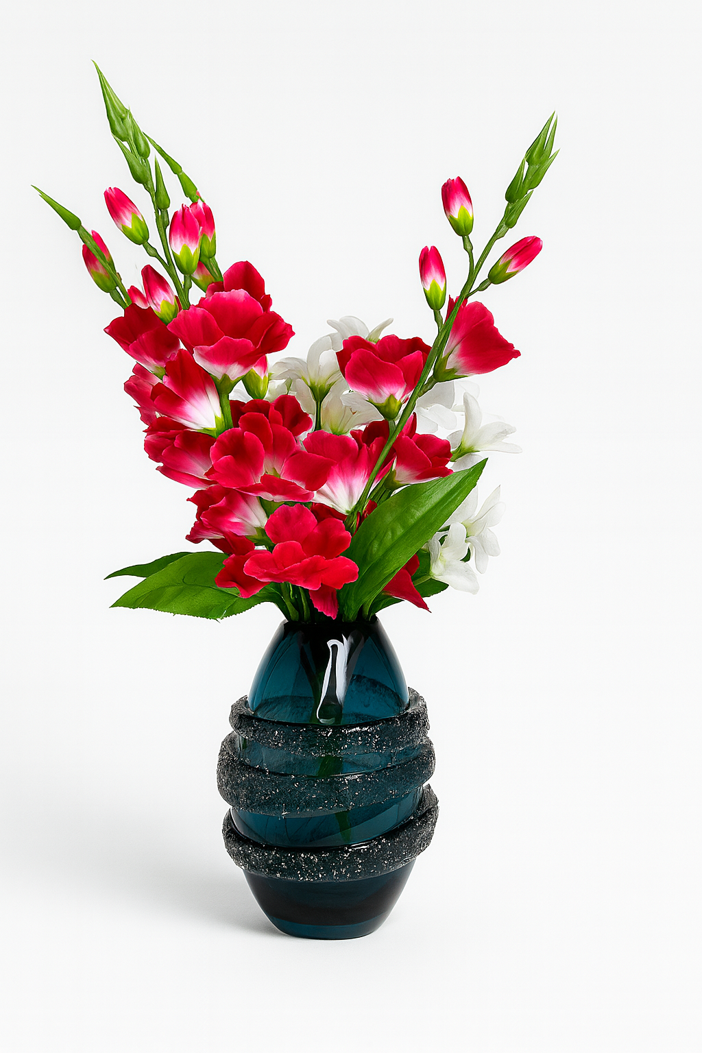 Blue Jewel Glass Vase – Crystal Accent Design