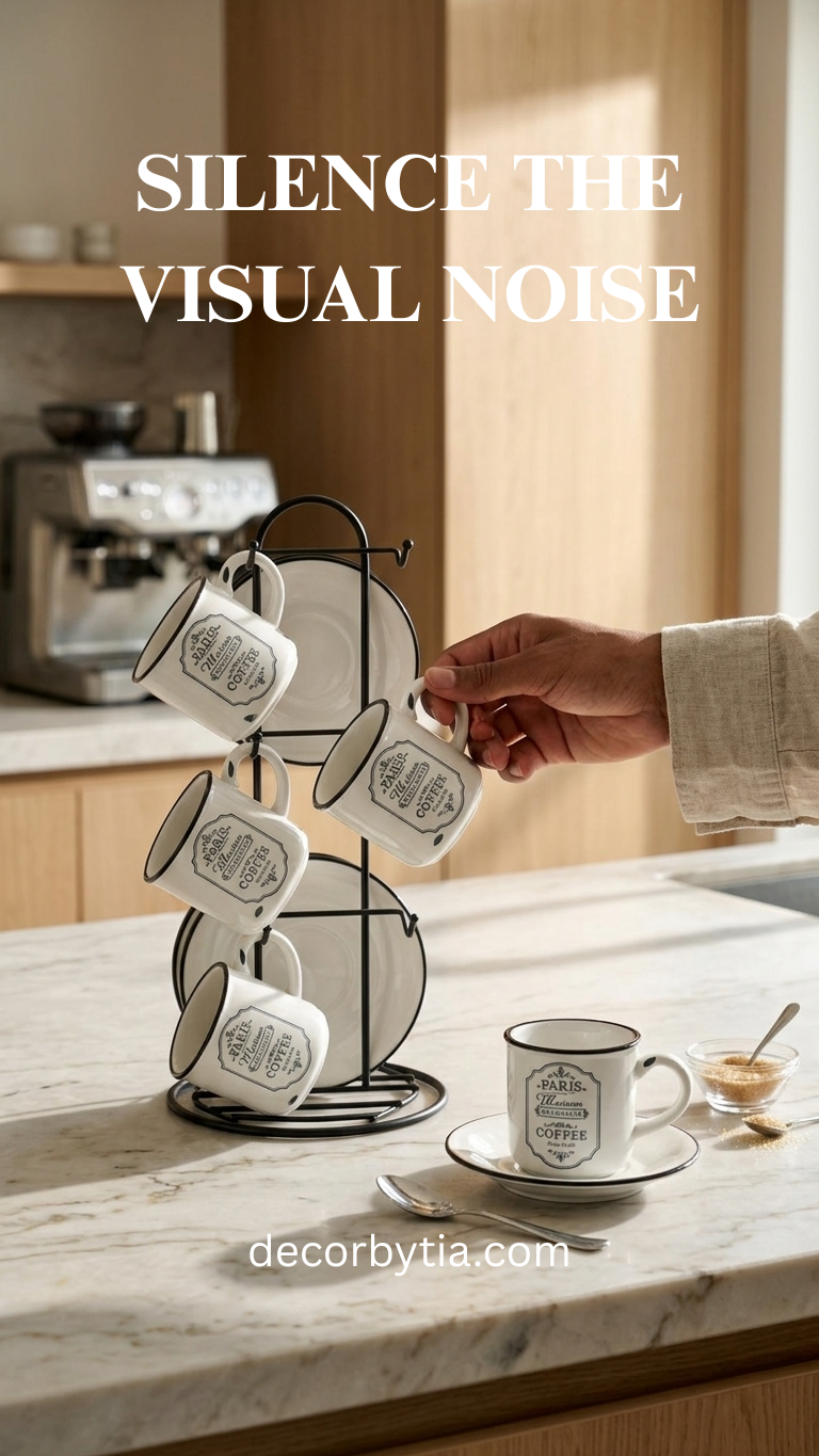 "Paris Maison" 12-Piece Espresso Cup and Saucer Set with Display Stand