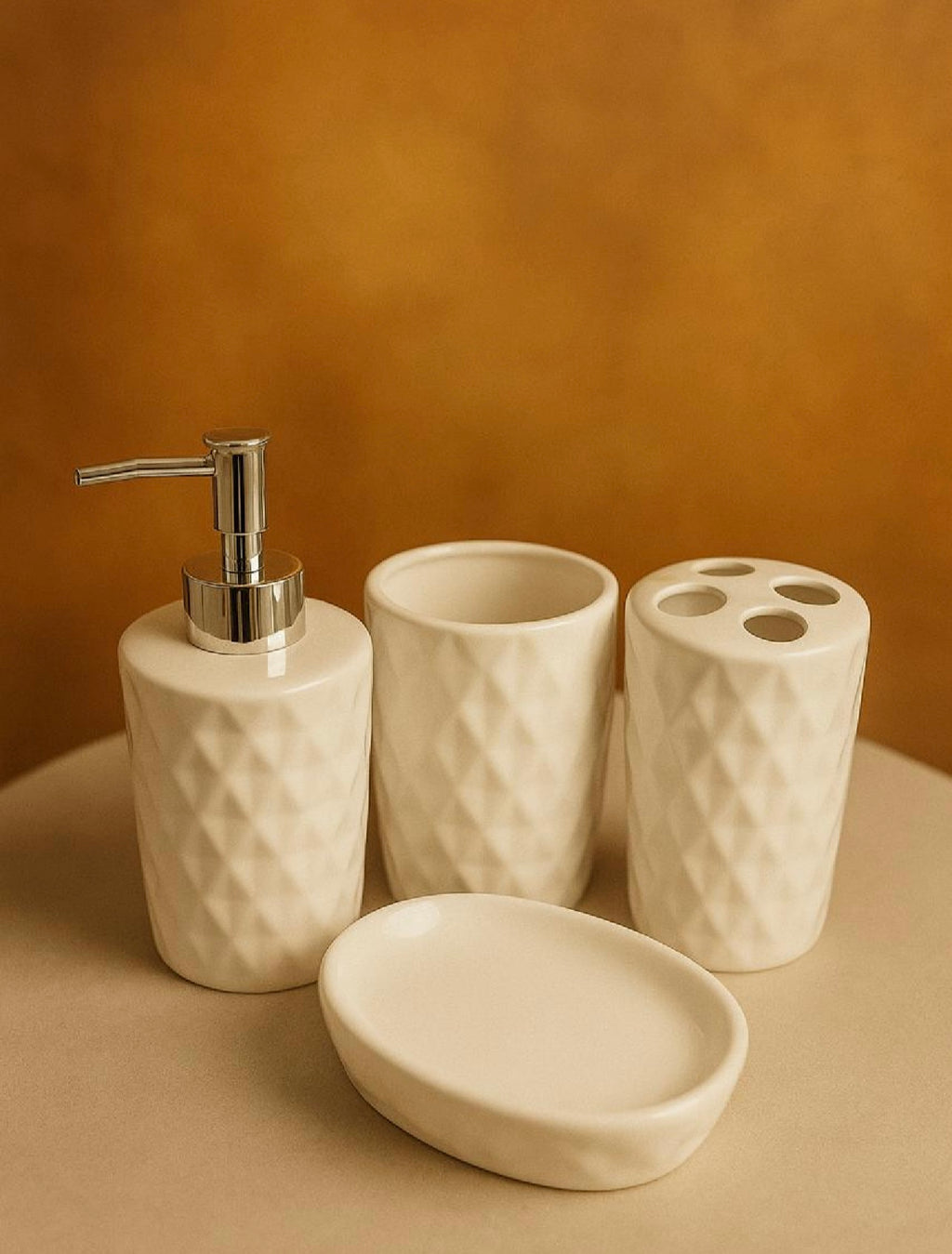 Serenity Ceramic White Bathroom Set – 4 Piece