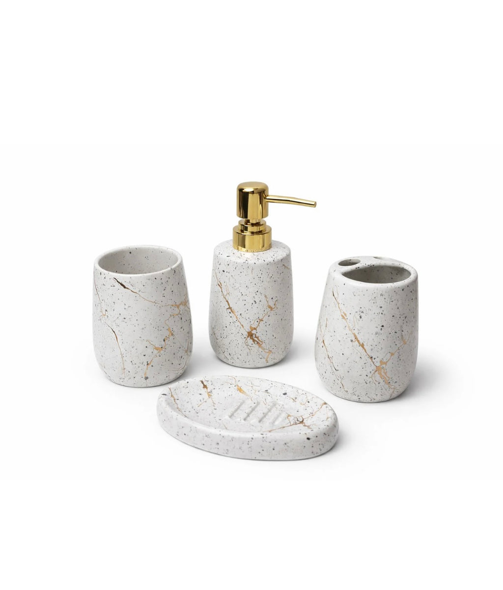 Modern Gilded Speckle 4-Piece Bathroom Accessory Set