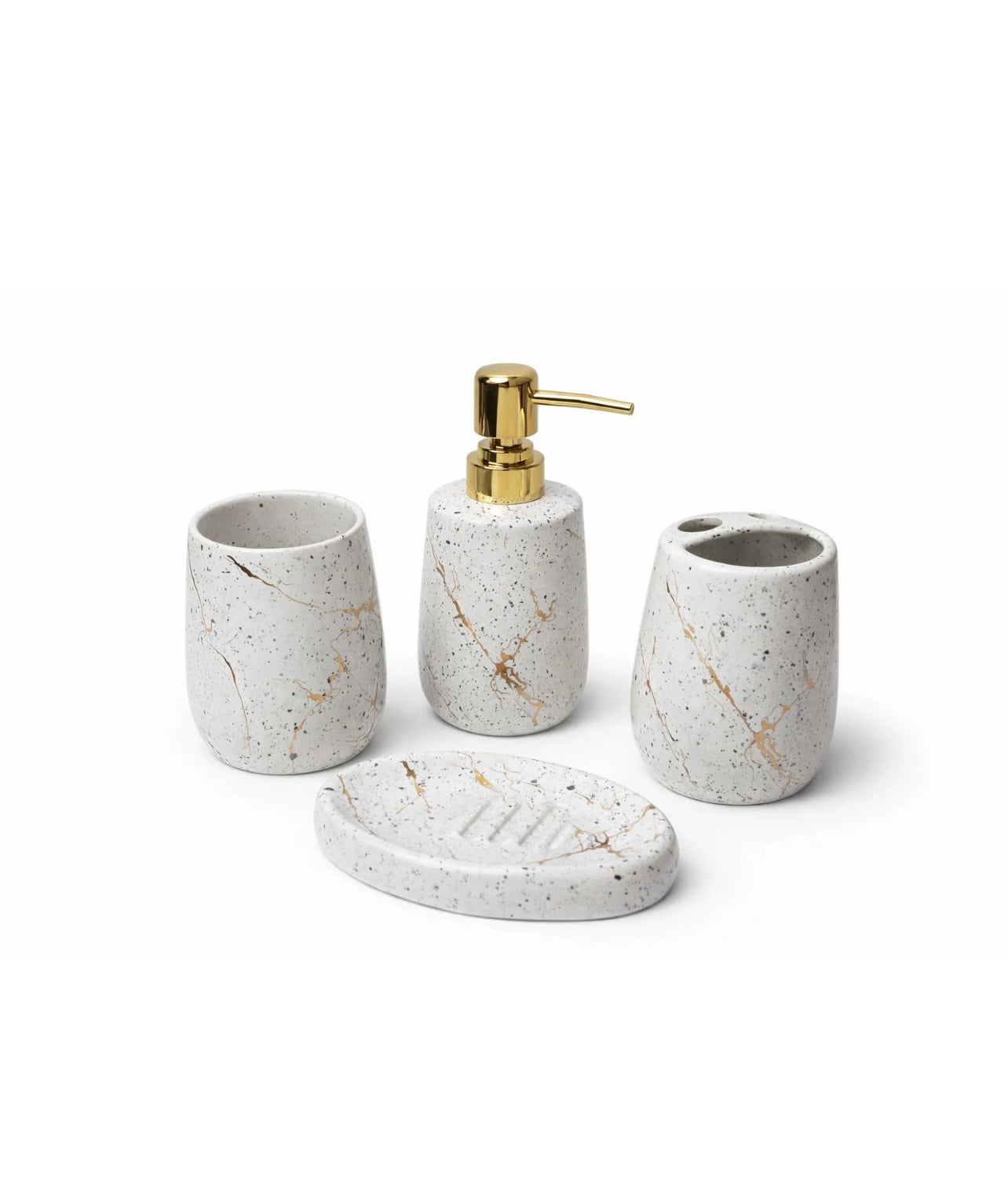 Modern Gilded Speckle 4-Piece Bathroom Accessory Set