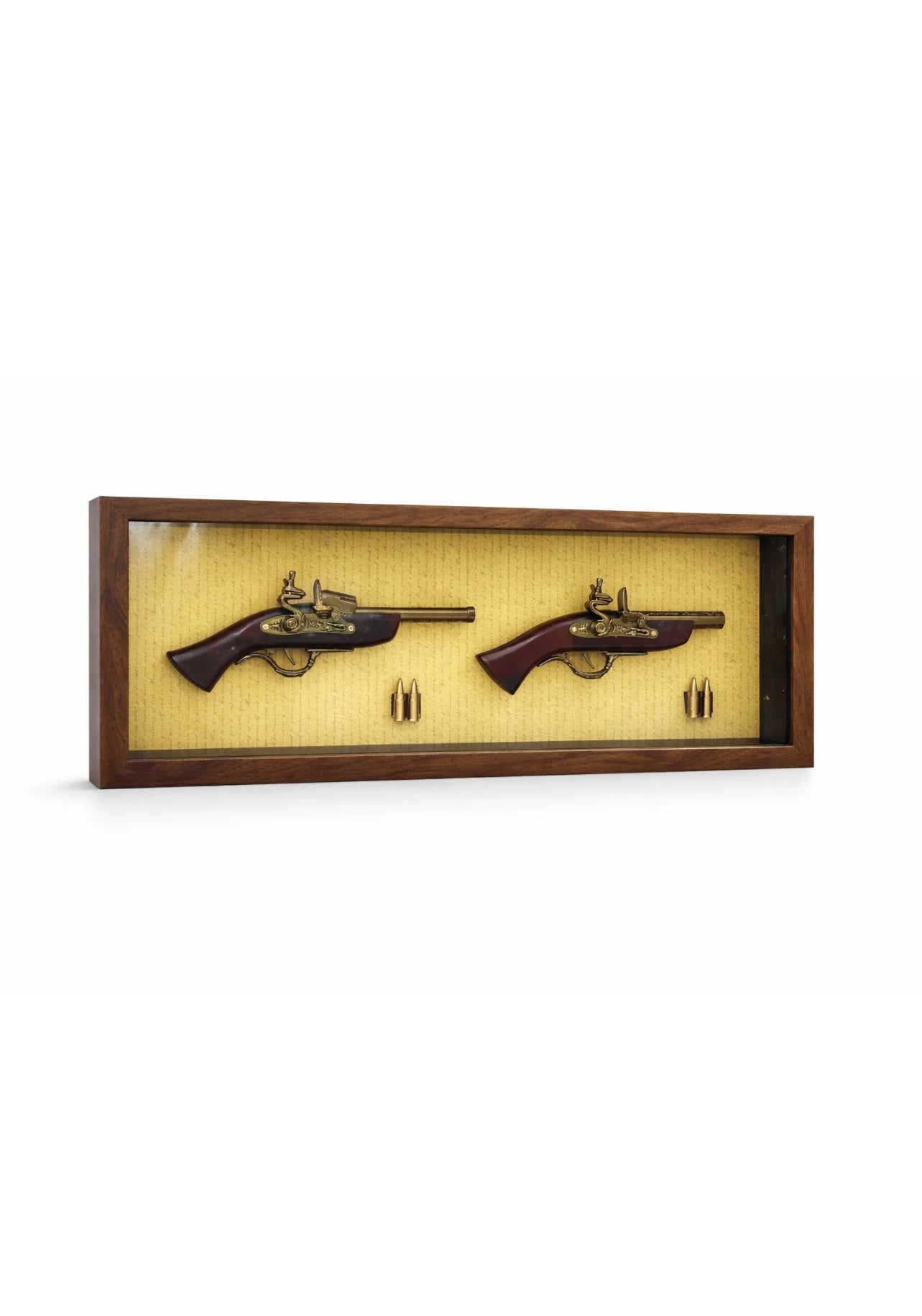 Vintage Duel: Ornate Shadow Box Flintlock Pistol Wall Frame