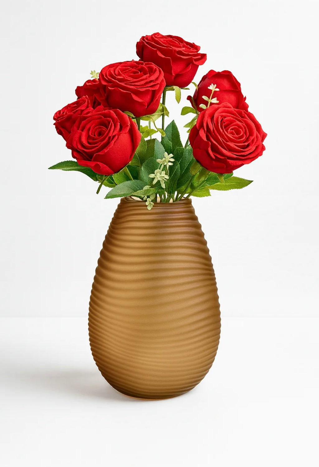 Ripple Satin Frosted Glass Vase – Brown (Large)