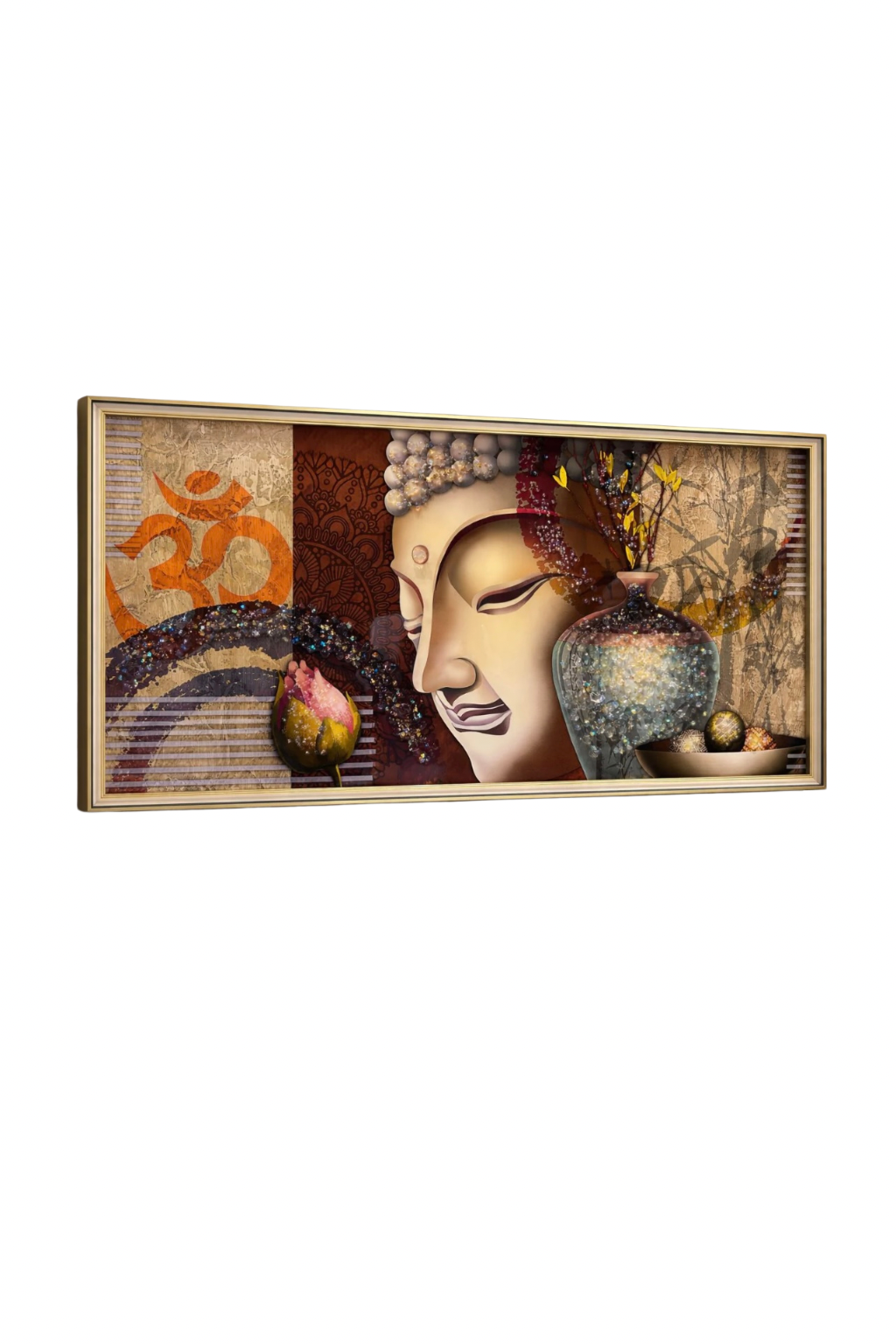Divine Serenity: Buddha & Om Crystal-Embellished Luxe Wall Frame