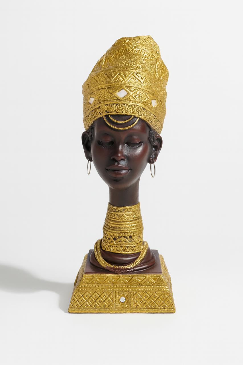 Golden Grace Tribal Bust – Regal Resin Sculpture