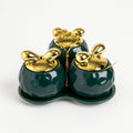 Emerald Bow Delight Jar Set – 3-Piece Ceramic Serveware