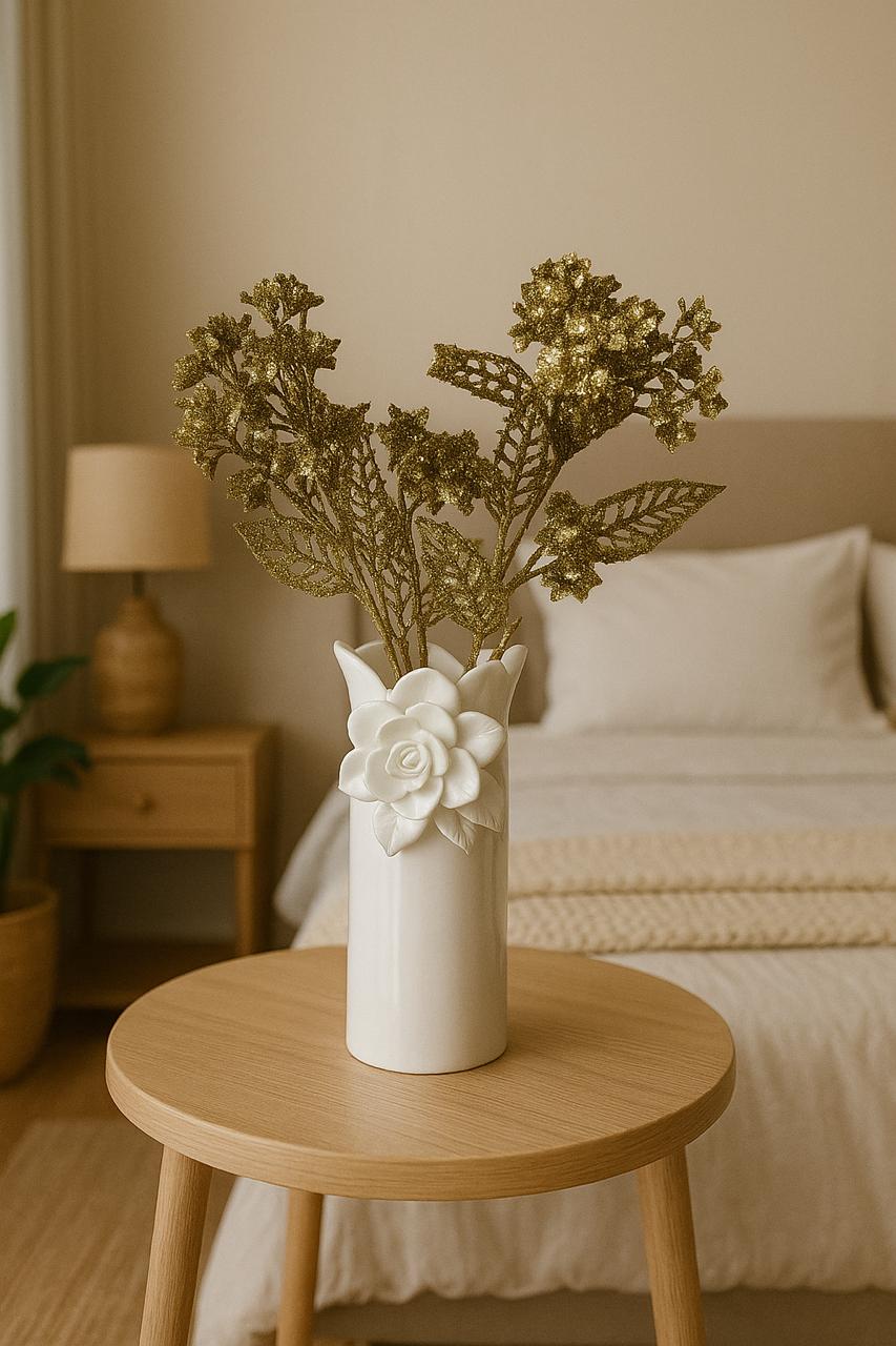 Mini Rose Ceramic Vase – Pure White