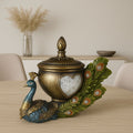 Peacock Resin Jar – Antique Bronze with Blue & Green Accents