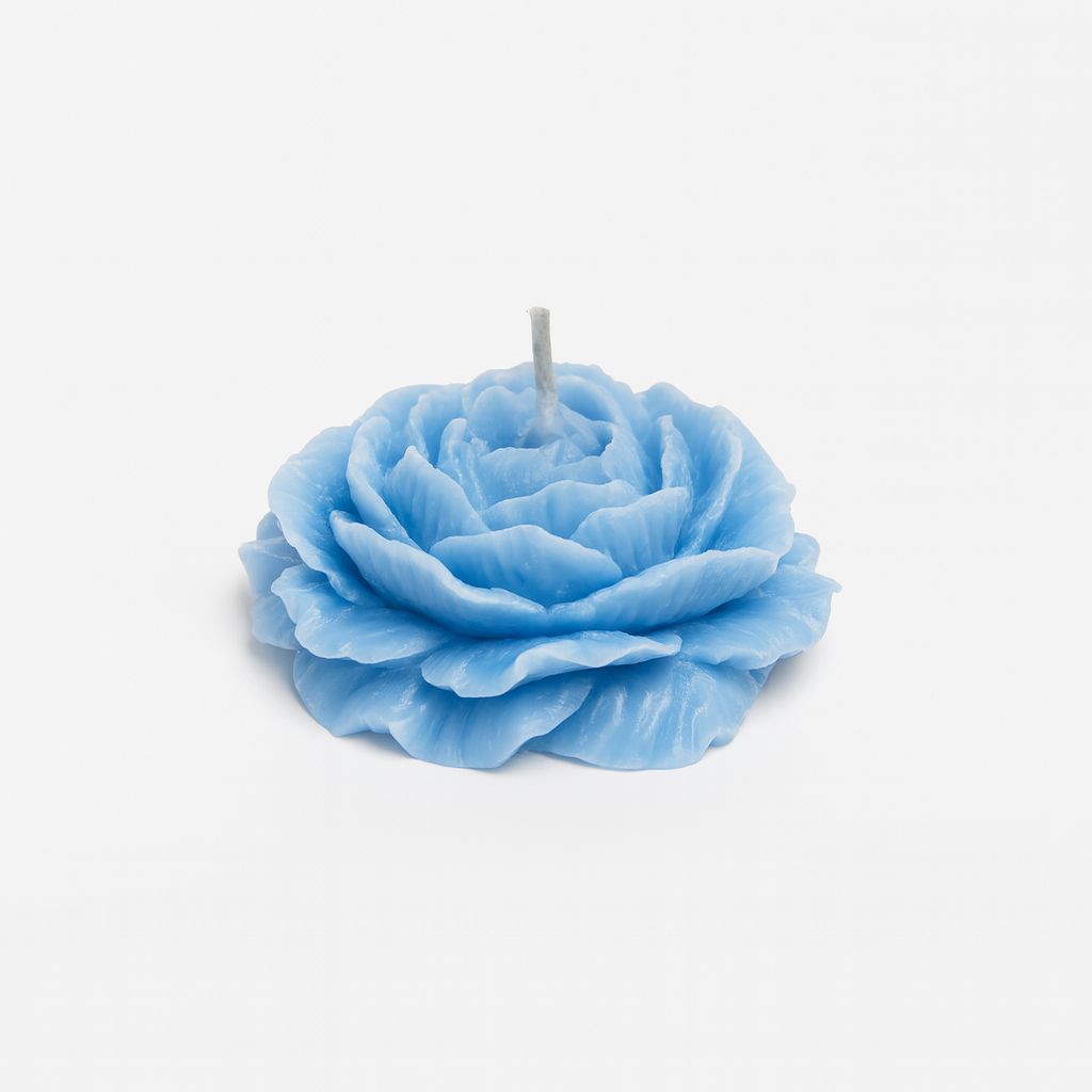 Blooming Rosette Candle – Sky Blue