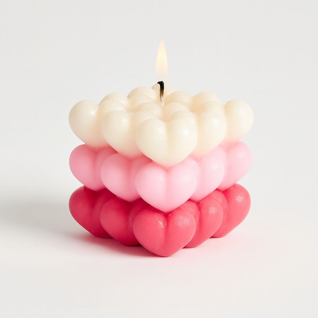 Heart Bloom Stack Candle – Blush Ombre
