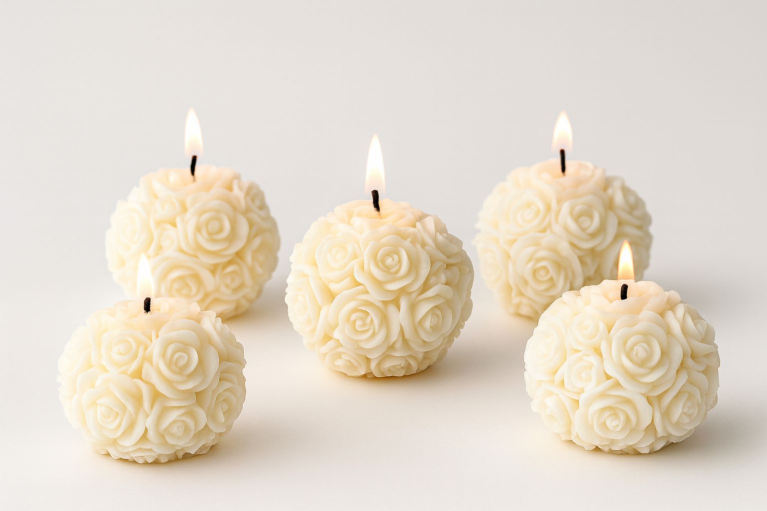 Rosette Sphere Candle – Ivory Bloom