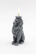 Regal Crowned Lion Candle – Charcoal Grey