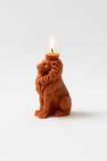 Regal Crowned Lion Candle – Amber Gold