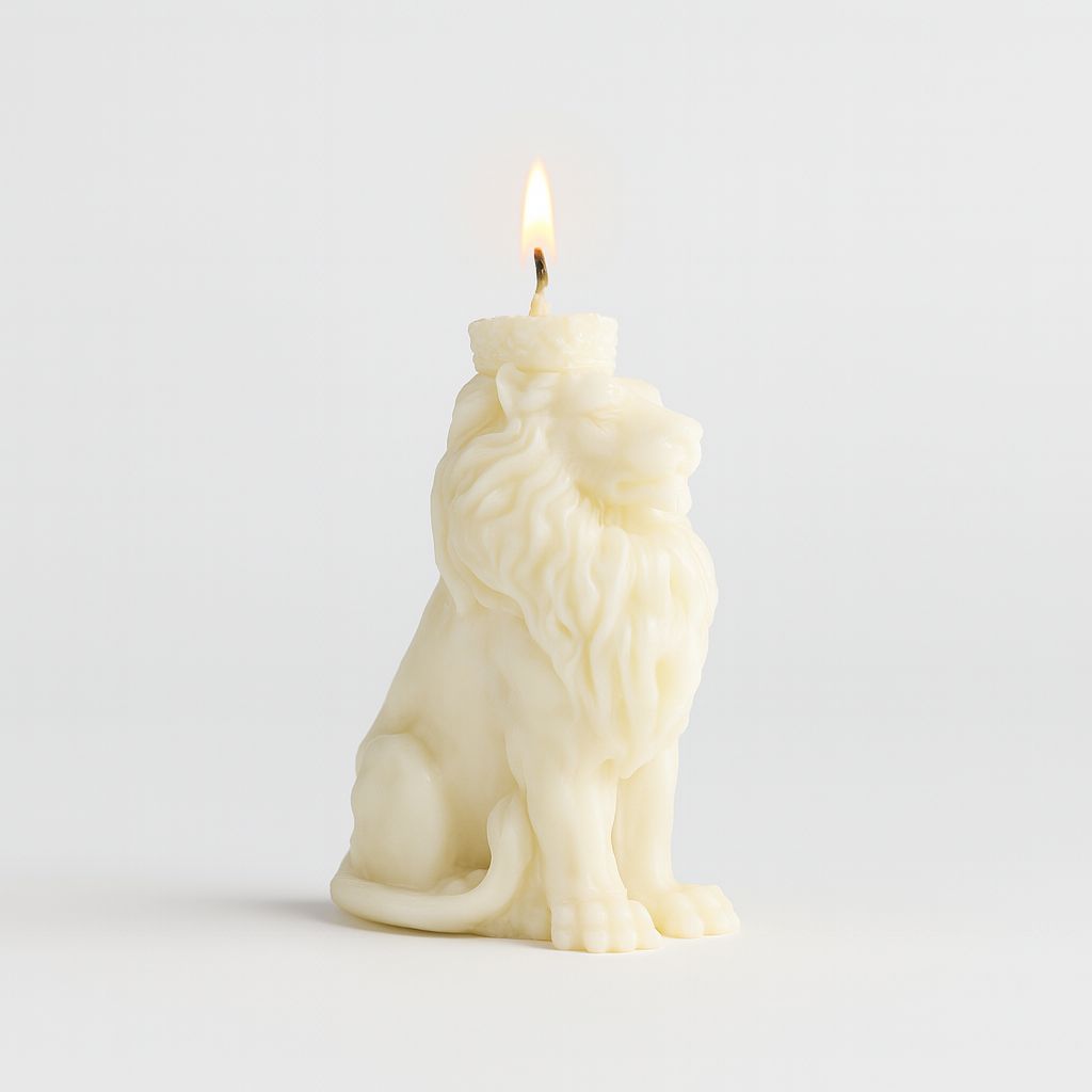 Regal Crowned Lion Candle – Ivory Luxe