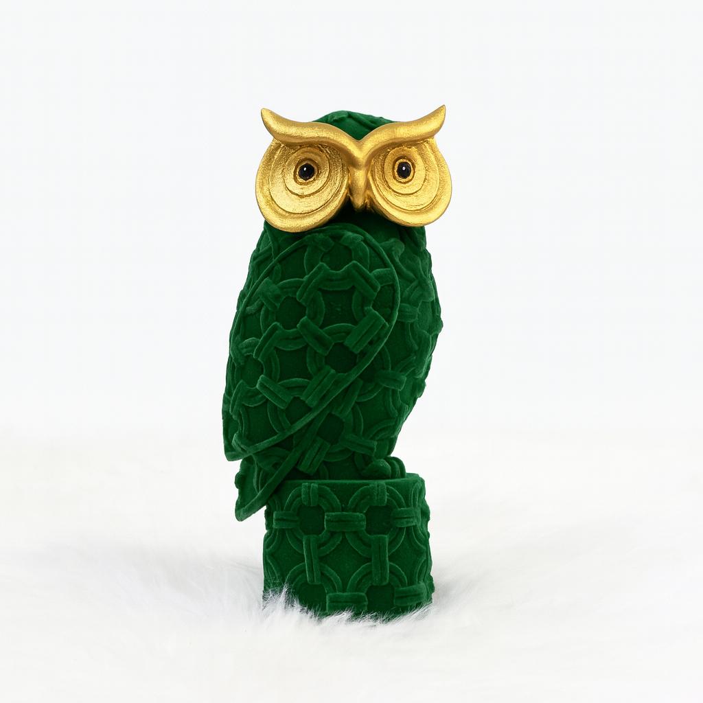 Velvet Regal Owl Figurine – Emerald Green