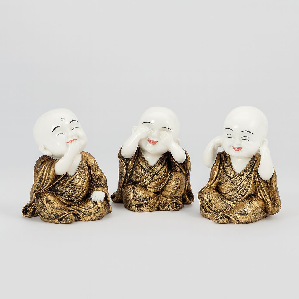 Mini Monk Trio Sculpture Set – Peaceful Wisdom Collection