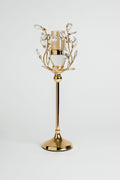 Crystal Blossom Gold Candle Holder – Luxe Illuminated Decor Accent