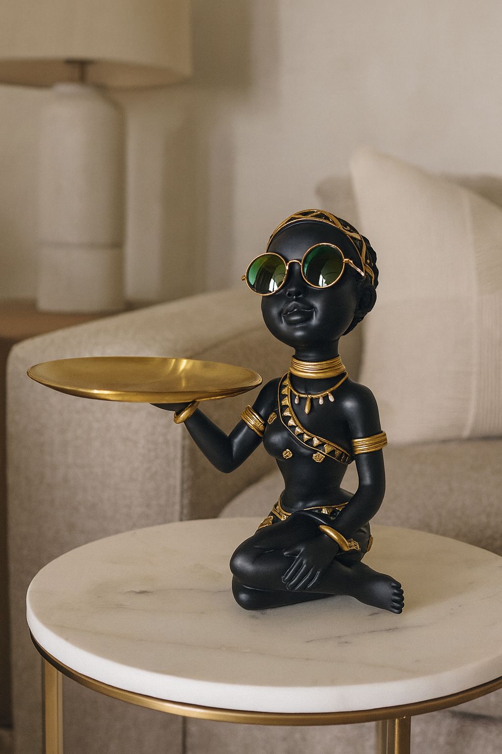 Golden Muse Tray Figurine – Noir Grace