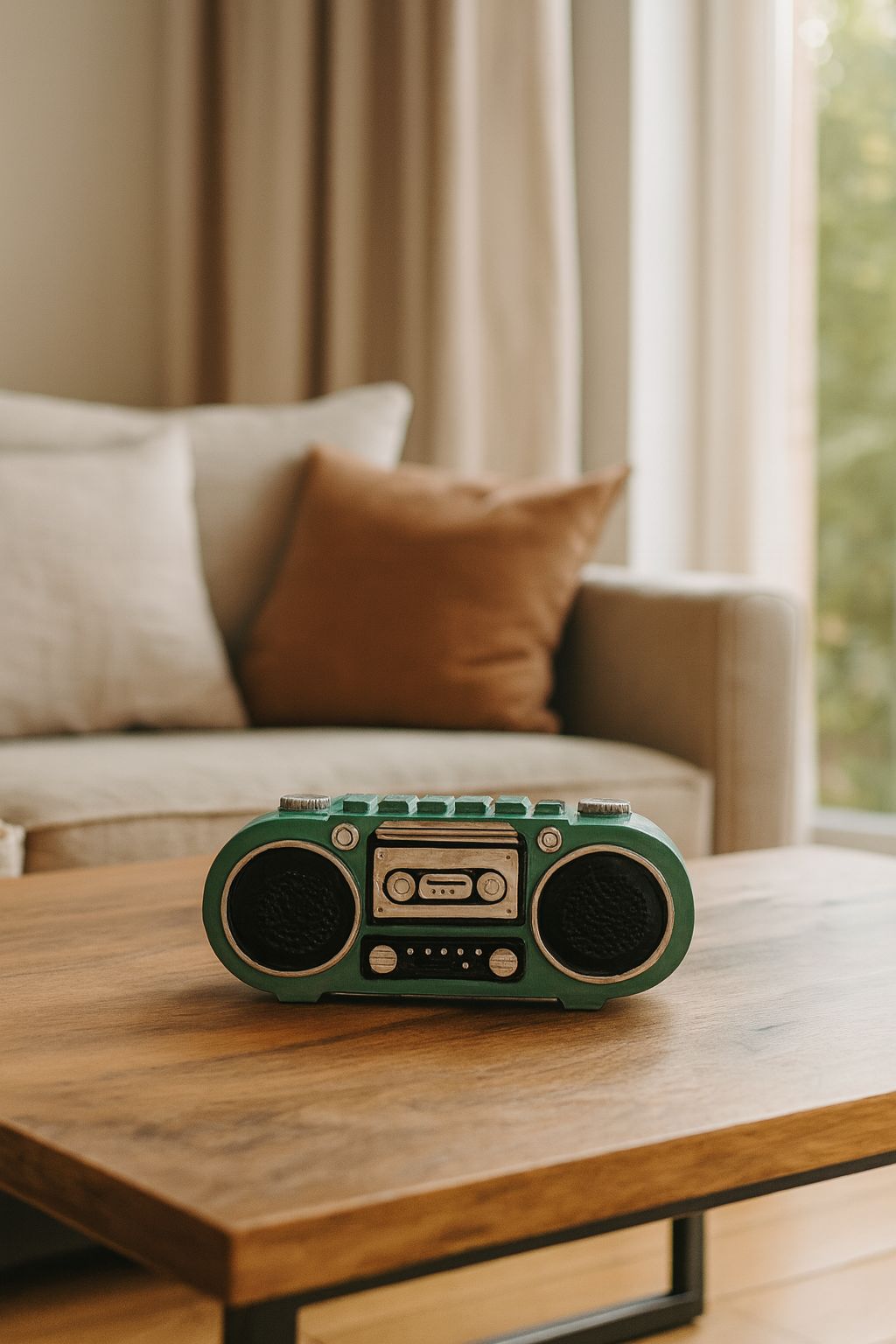 Retro Boombox Sculpture – Mint Green