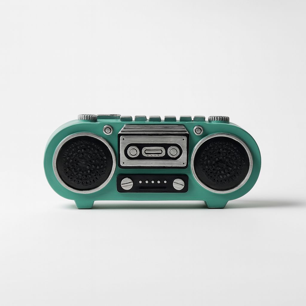 Retro Boombox Sculpture – Mint Green