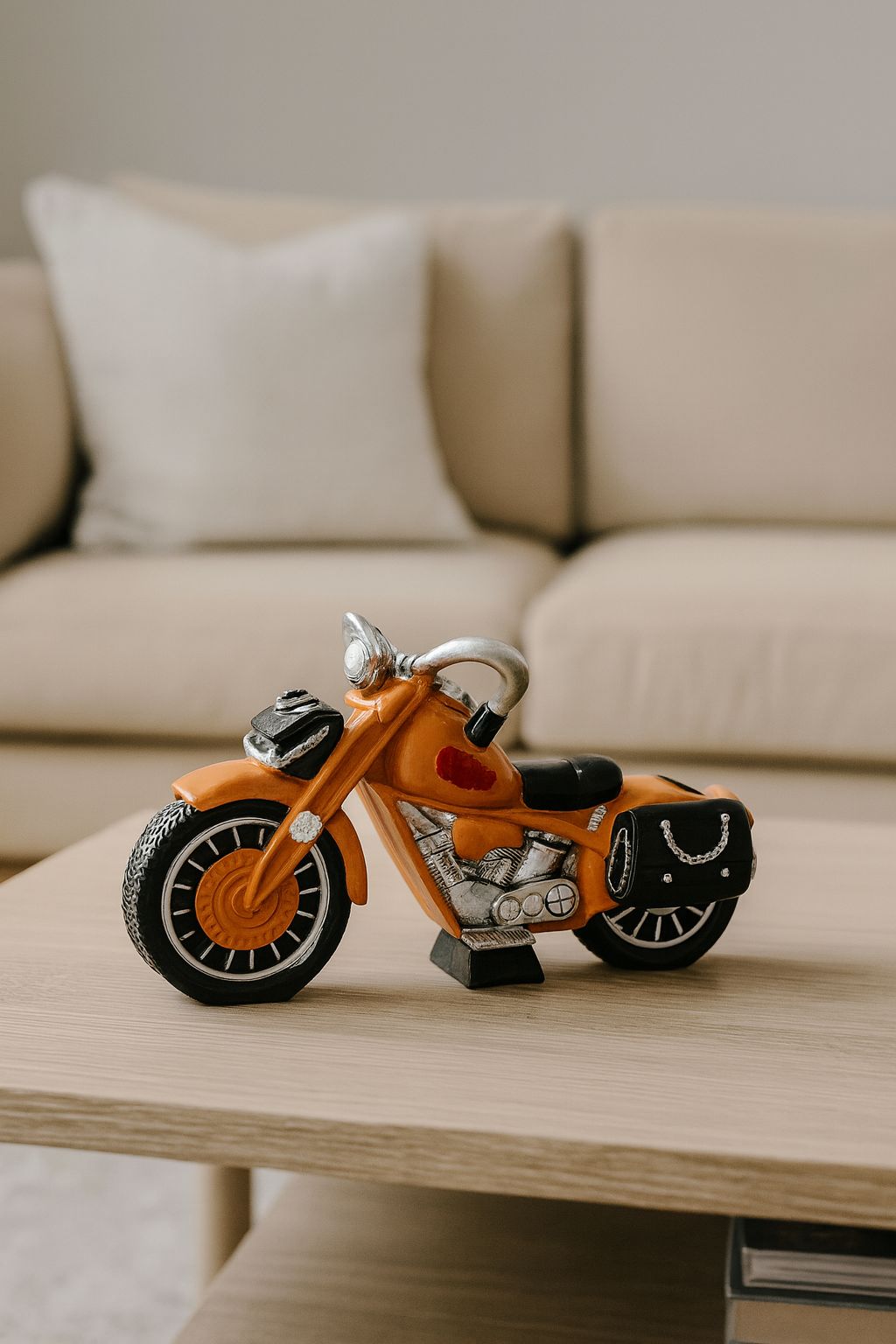 Sculpted Motorcycle Figurine – Burnt Orange