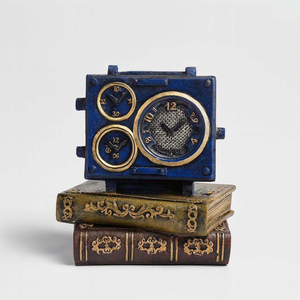 Vintage Clock Sculpture – Royal Blue
