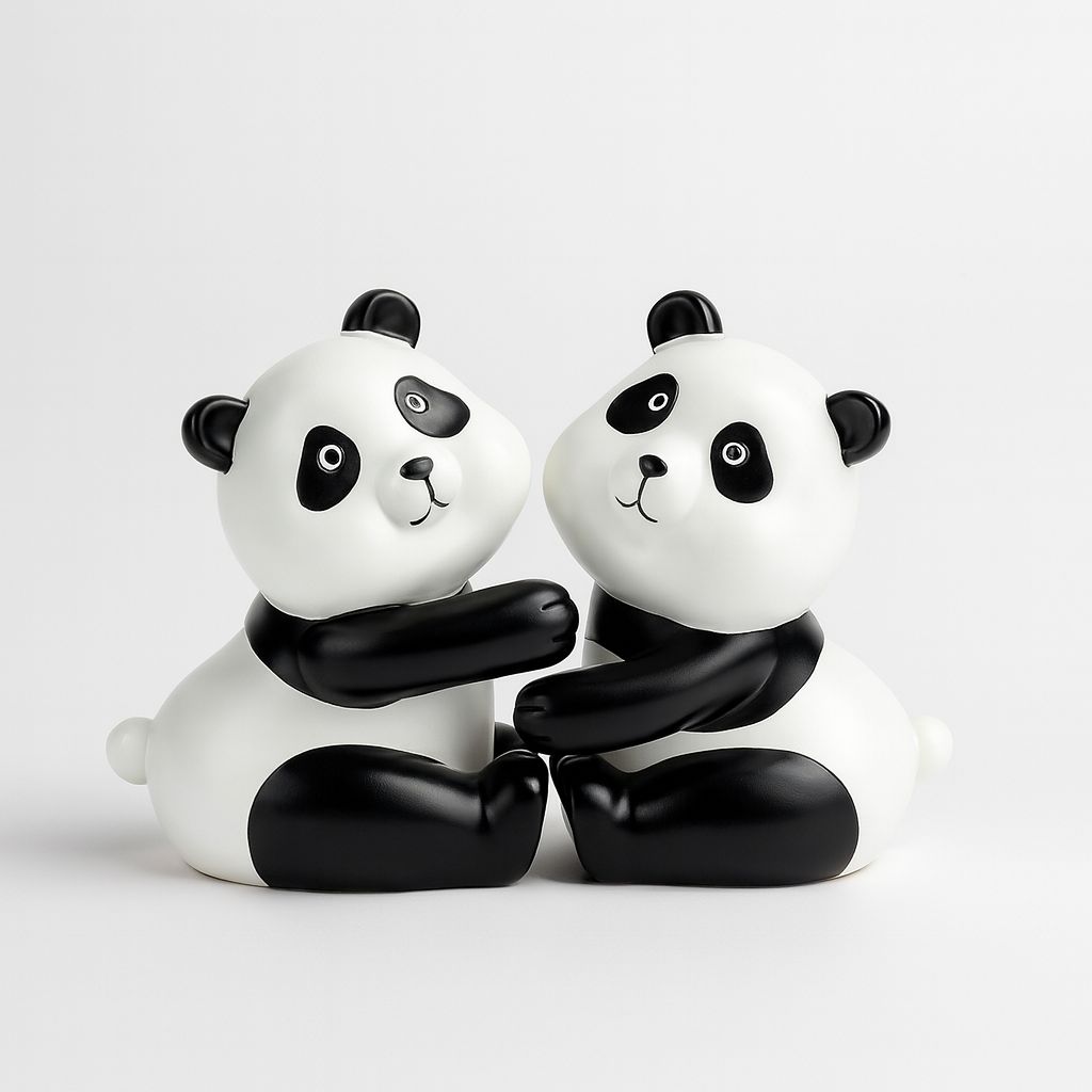 Gloss Duo Panda Figurines – Monochrome Harmony