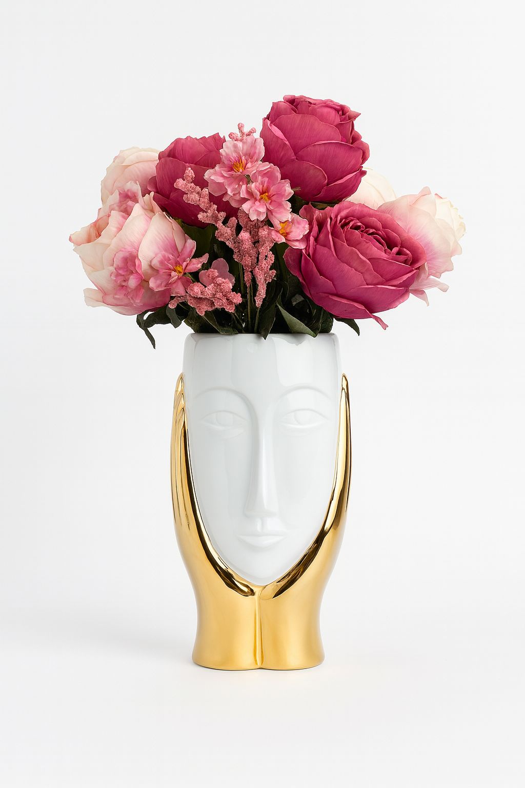Serenique Face Vase – White & Gold