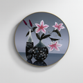 Contemporary Pink Lily Floral Still Life Round Art