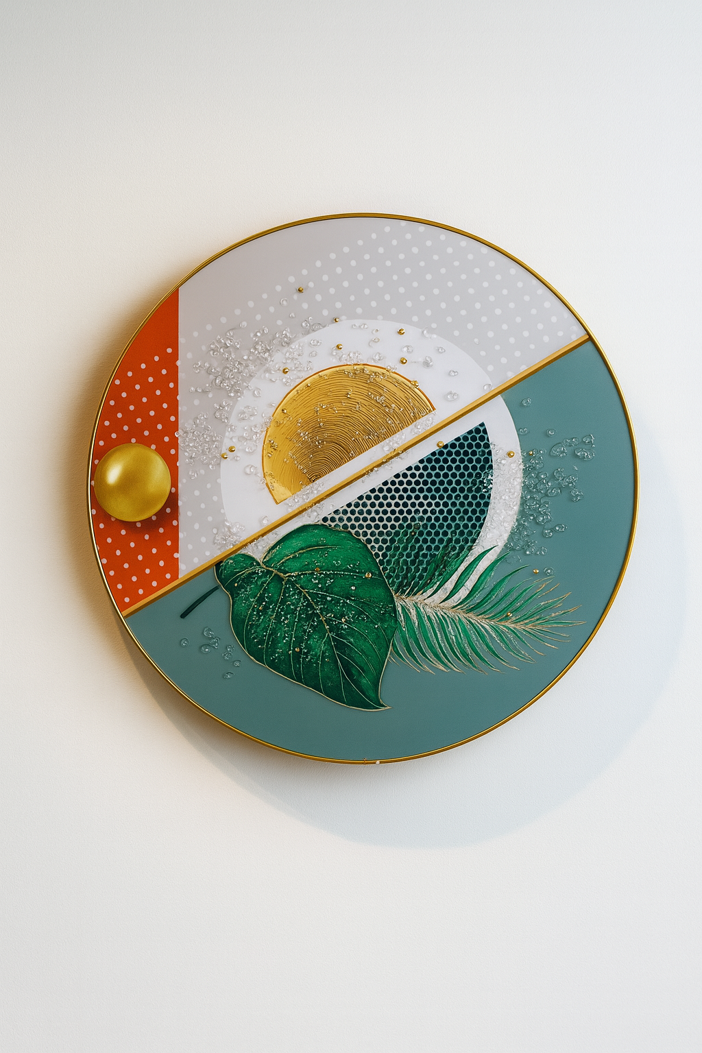 Abstract Tropicana Split Panel Round Wall Art