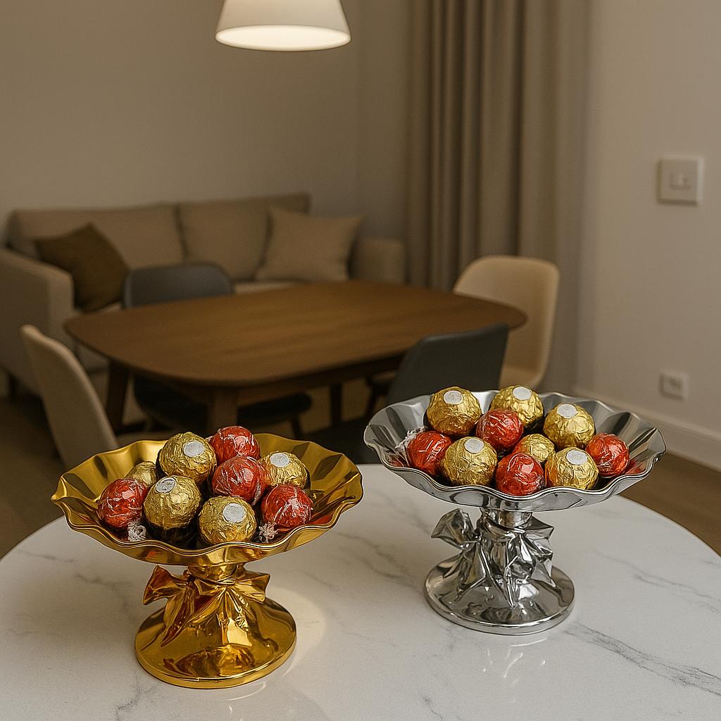 Temptations Ceramic Serving Tray – Gold & Silver