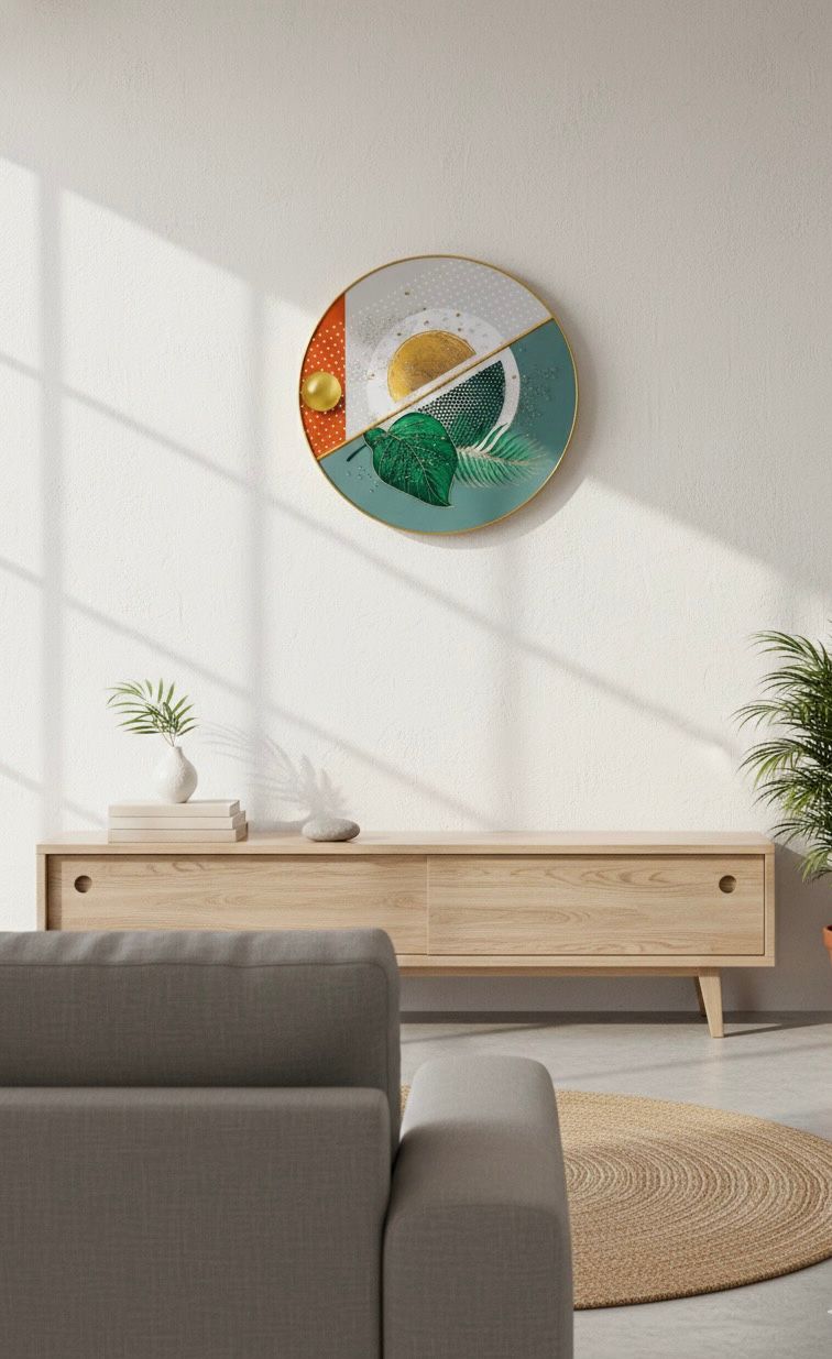 Abstract Tropicana Split Panel Round Wall Art