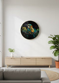 Jewel-Toned Tropical Bird Portrait on Black Canvas Art
