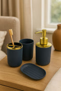 Luxury Navy Grey & Gold Vanity Bathware Set (4 Piece Set)