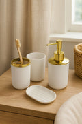 Luxury White & Gold Vanity Bathware Set (4 Piece Set)