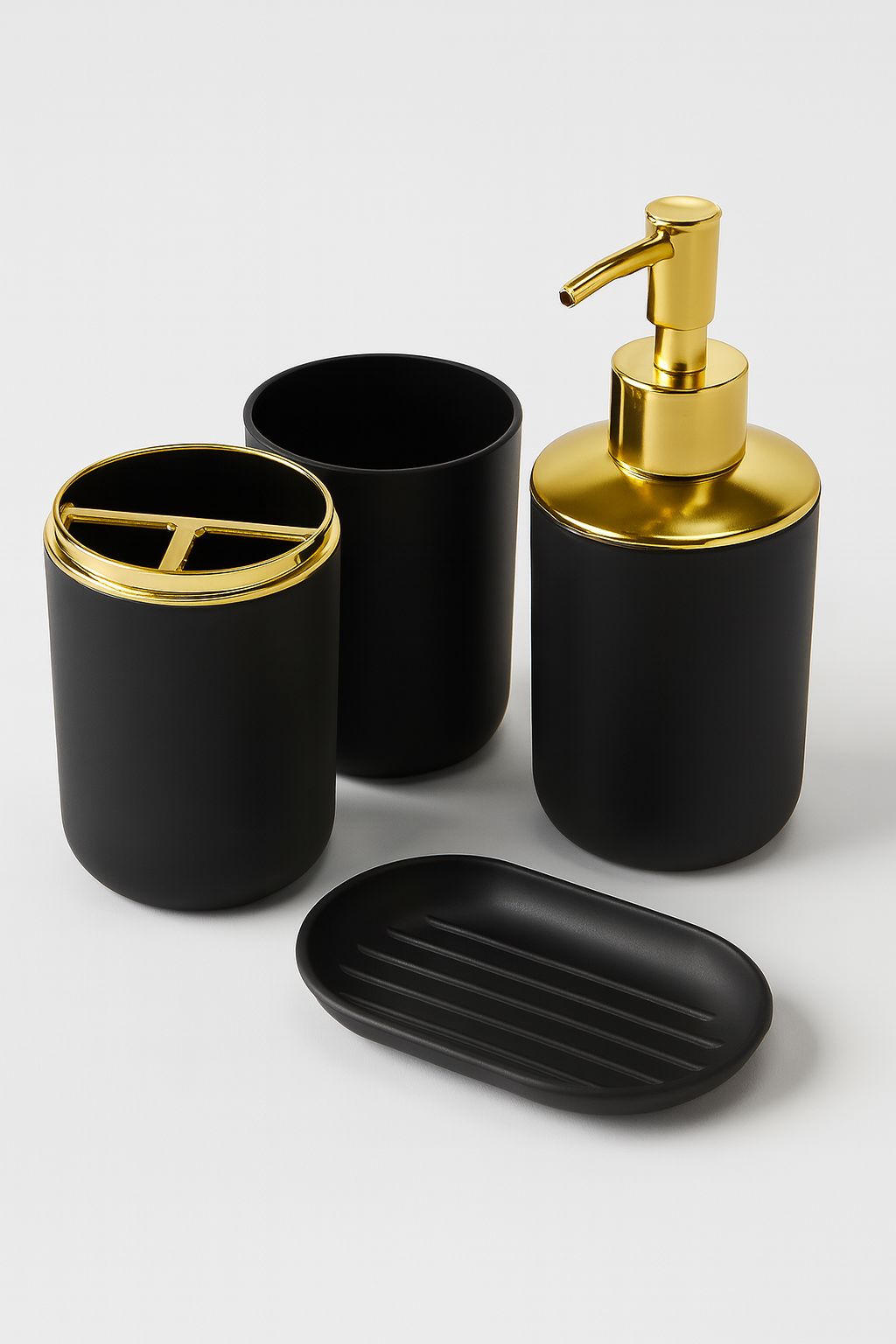 Luxury Black & Gold Vanity Bathware Set (4 Piece Set)