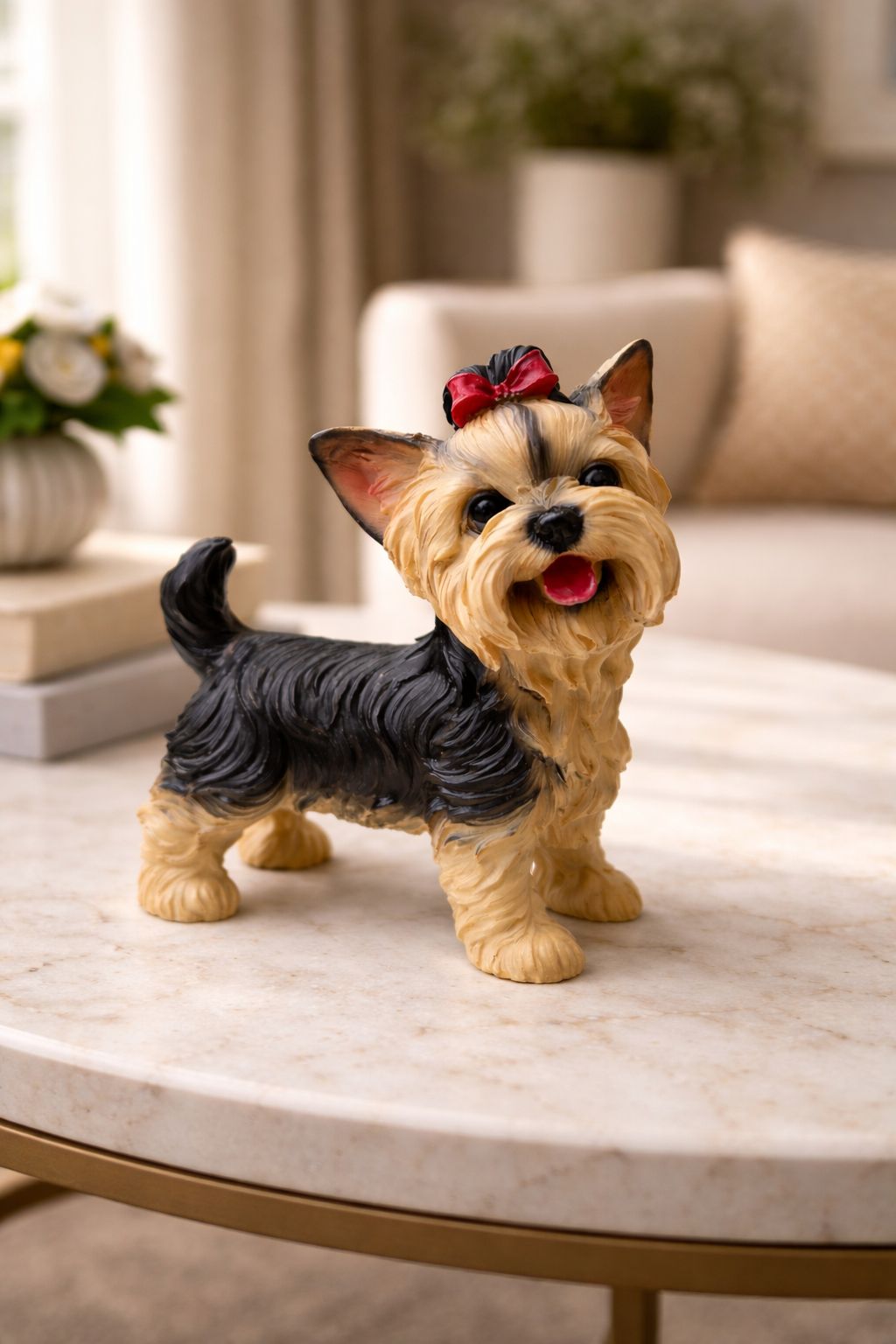 Playful Yorkie Puppy Decorative Figurine