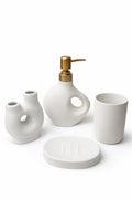 Modern "Stone-Textured" 4-Piece Sculptural Bathware Set