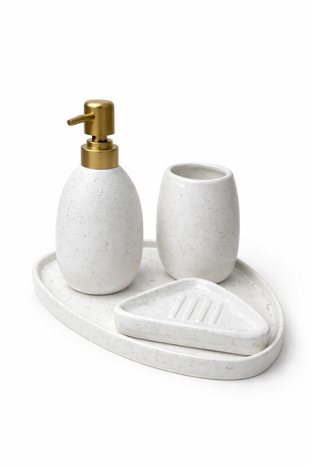 Modern "Speckled Stone" 4-Piece Bathroom Accessory Set
