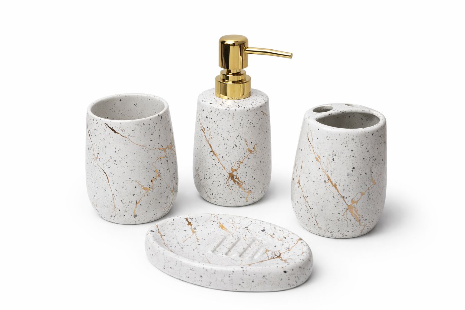 Modern Gilded Speckle 4-Piece Bathroom Accessory Set