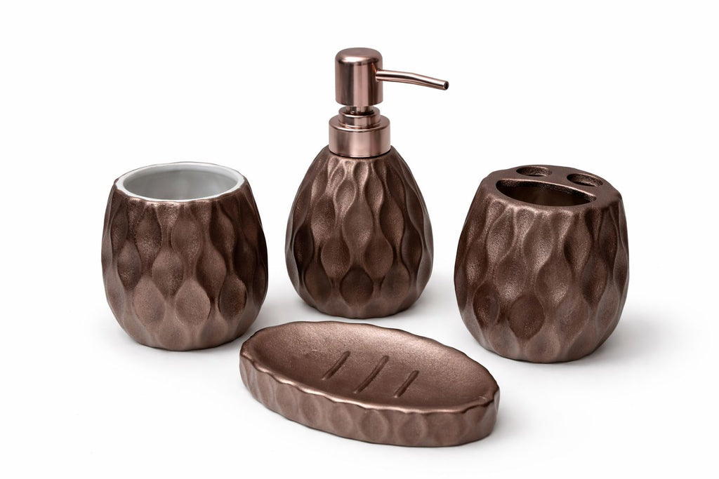 Modern Gilded Speckle 4-Piece Bathroom Accessory Set