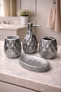 Artisanal Rippled Metallic 4-Piece Bathroom Accessory Set