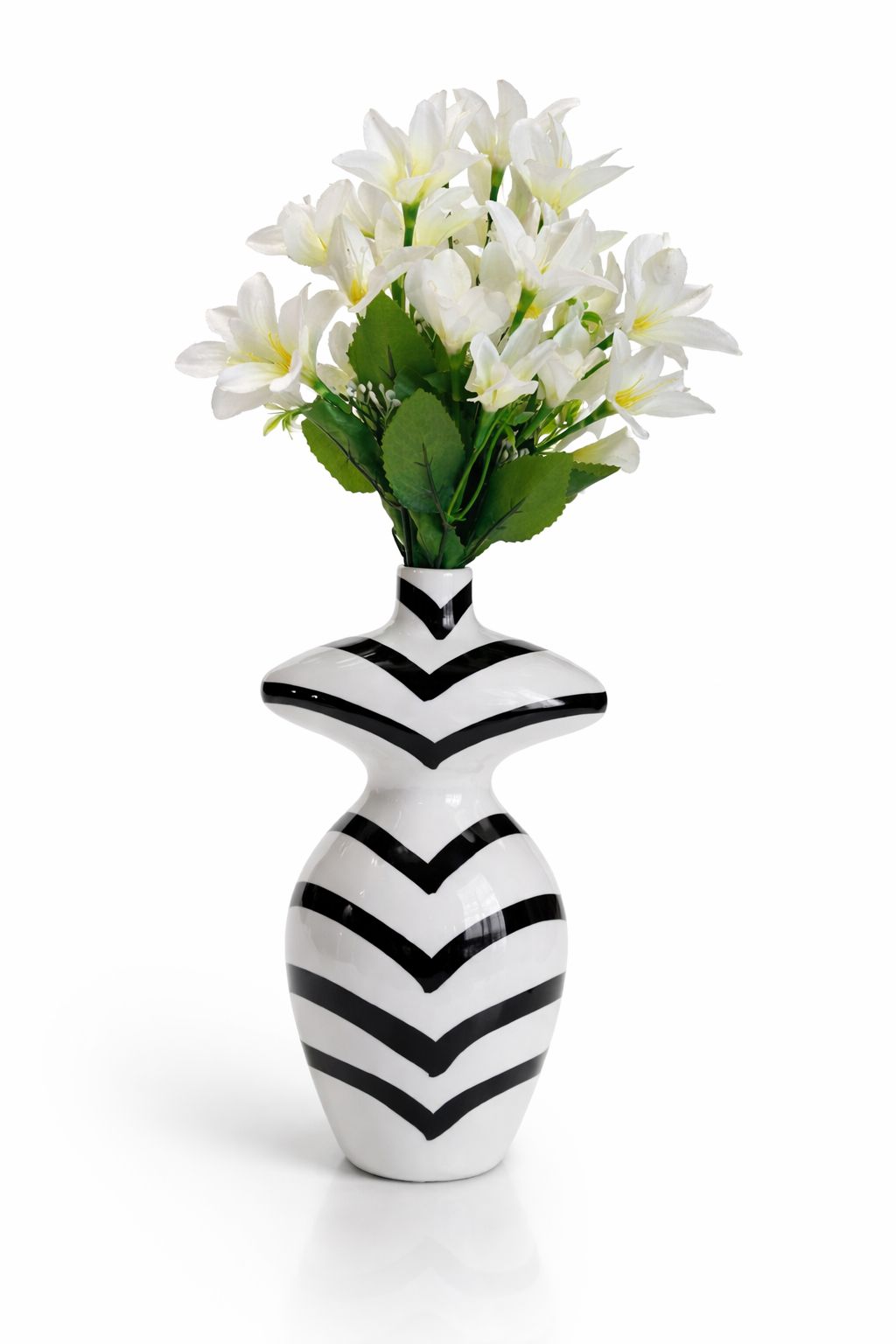 Modern Monochrome "Chevron Flare" Ceramic Vase